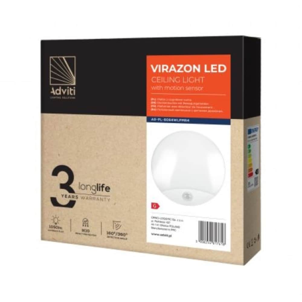 Aplica de perete ADVITI AD-PL-6064WLPMR4, LED, 15W, 1050lm, IP44, alb