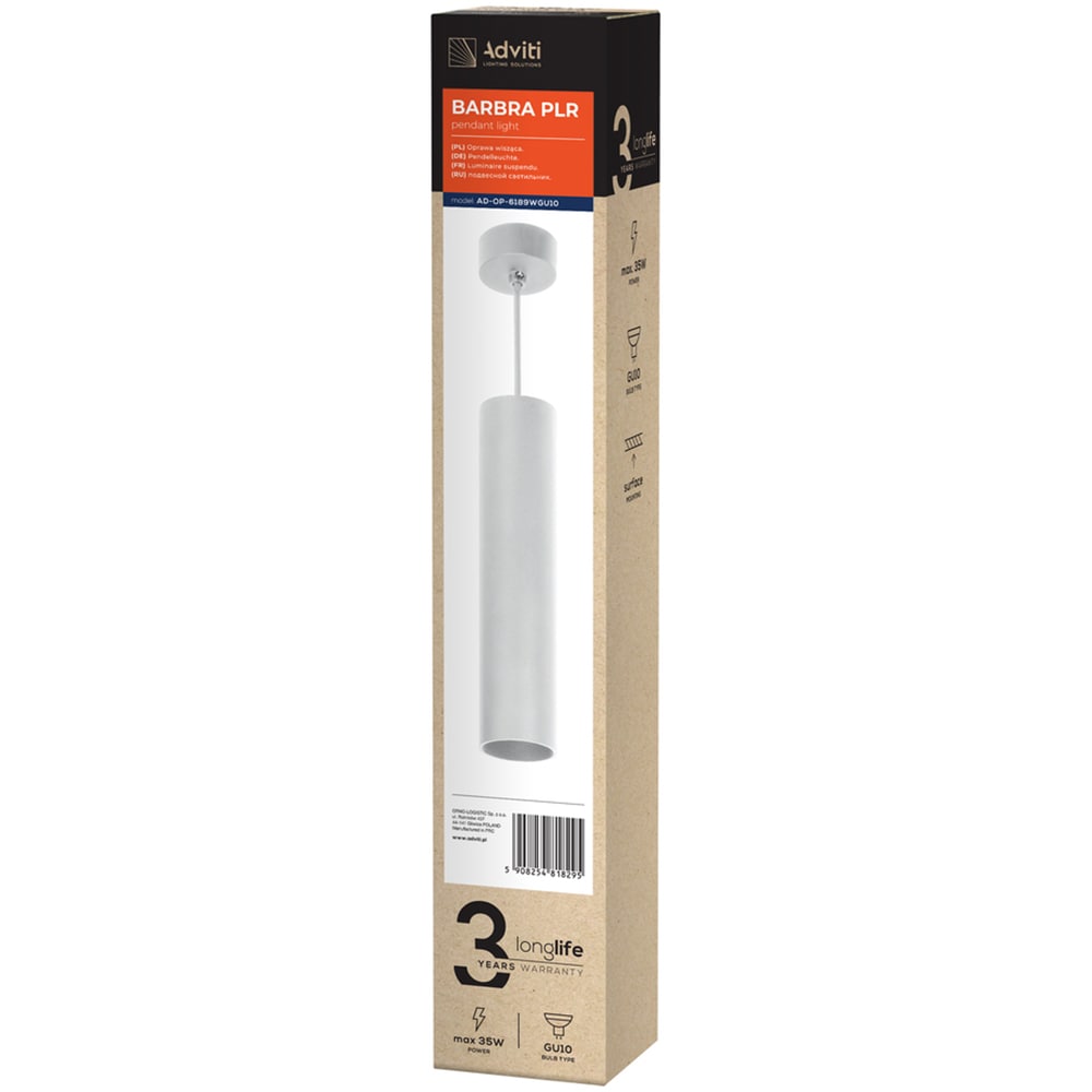 Pendul ADVITI AD-OP-6189WGU10, 35W, GU10, alb