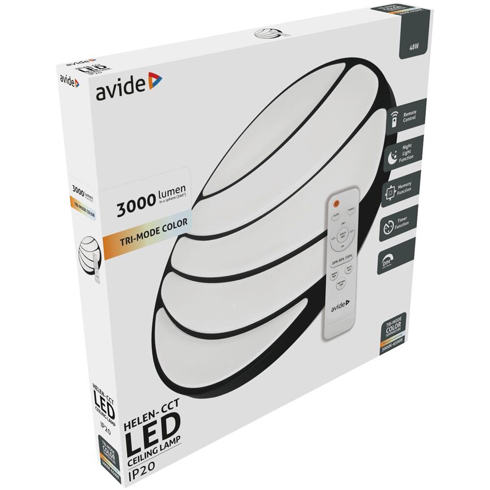 Plafoniera LED AVIDE Helen-CCT, 48W, 3000lm, IP20, alb