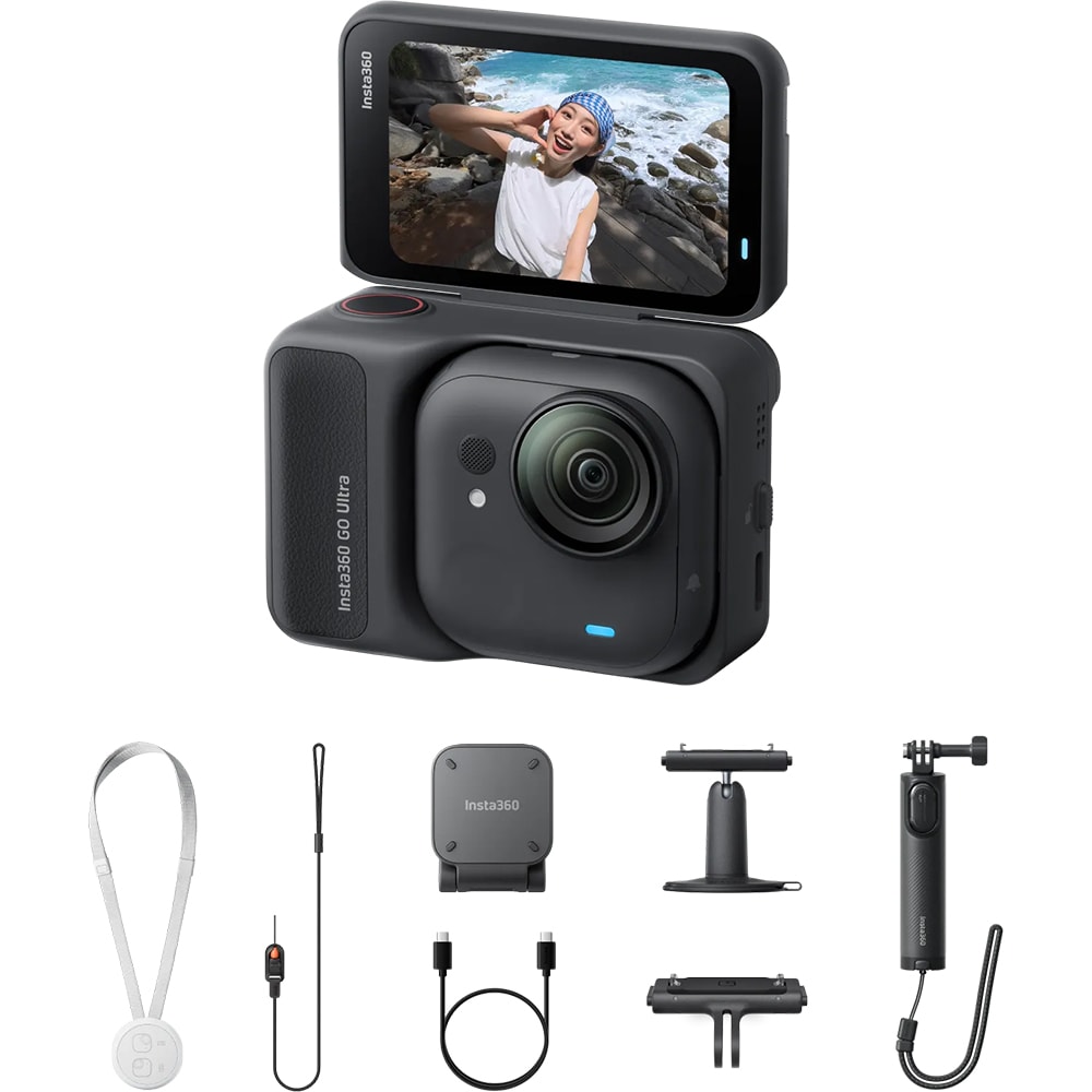 Camera video sport INSTA360 GO Ultra Creator Bundle, 4K, Wi-Fi, Bluetooth, negru