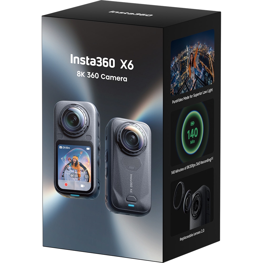 Camera video sport INSTA360 X6 Standard Bundle, 8K, Wi-Fi, Bluetooth, negru