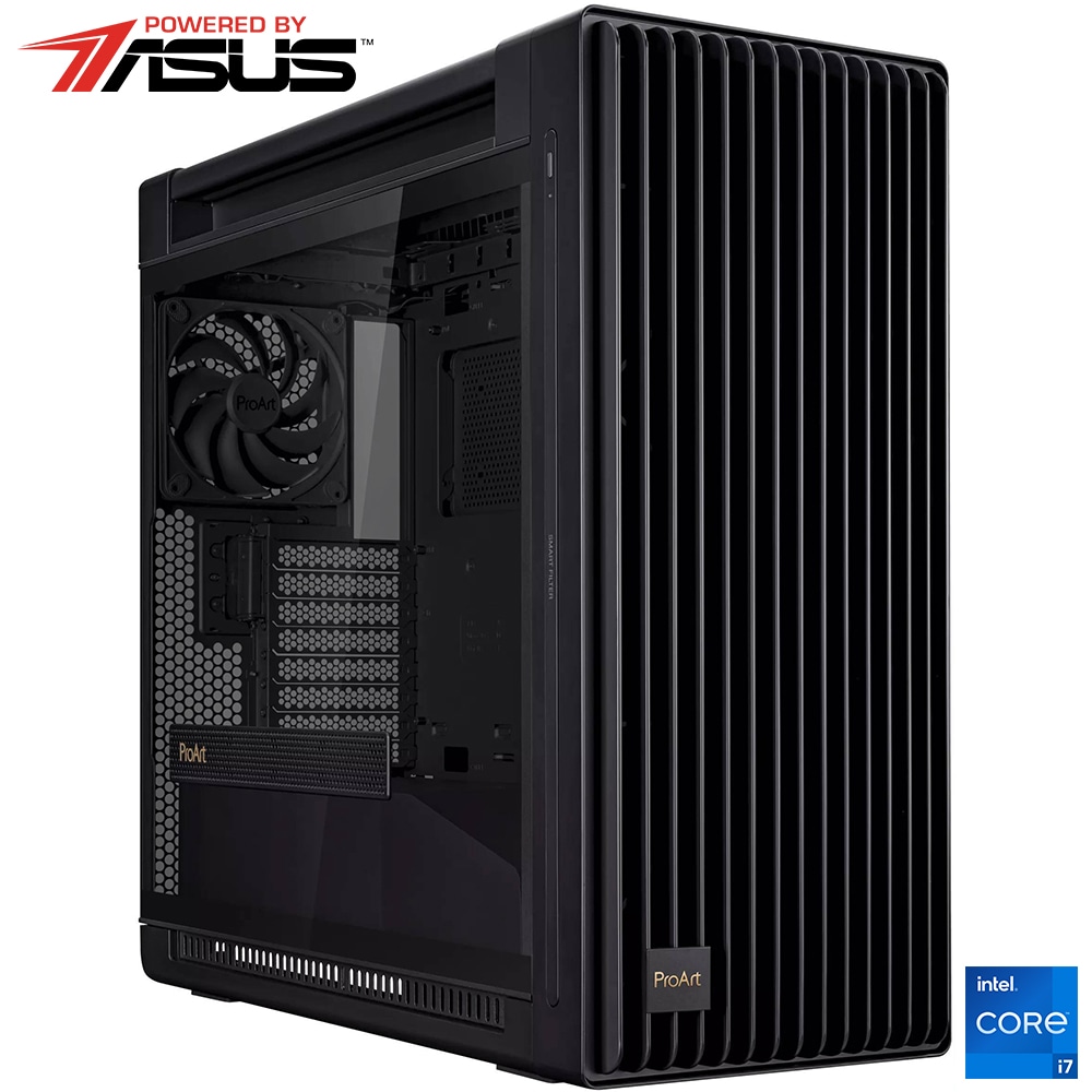 Sistem Desktop PC Myria CREATOR V1W Powered by ASUS, Intel I7-14700F pana la 5.4GHz, 32GB, SSD 2TB, NVIDIA GeForce RTX 4070 12GB, Windows 11 Home