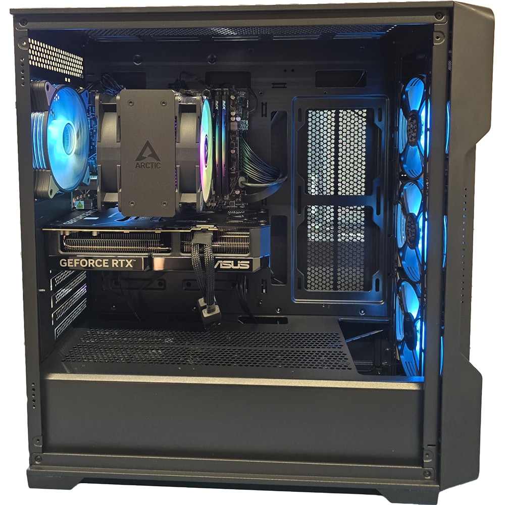 Sistem Desktop PC MYRIA Style V102 Powered by ASUS, AMD Ryzen 5 9600X pana la 5.4GHz, 32GB, SSD 1TB, NVIDIA GeForce RTX 5070 12GB, Ubuntu
