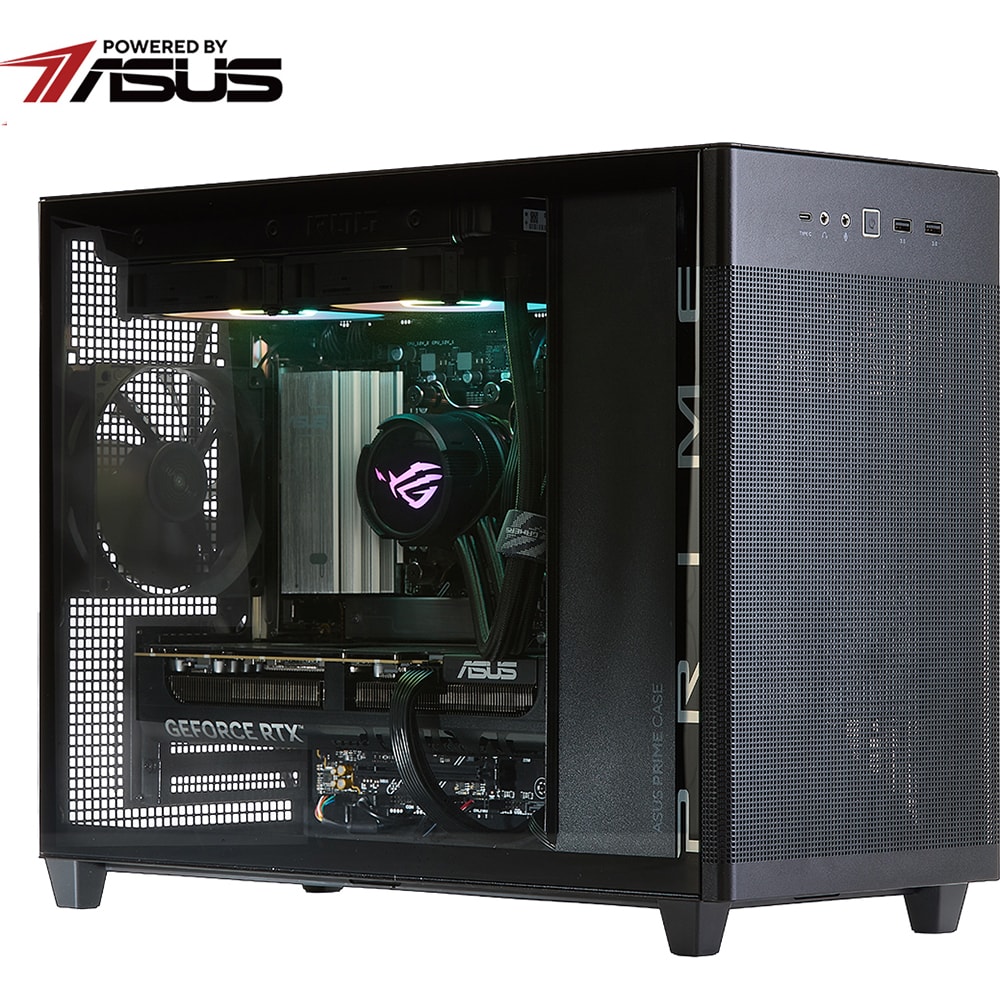 Sistem Desktop PC MYRIA STYLE V97W Powered by ASUS, AMD Ryzen 7 9800X3D pana la 5.2GHz, 32GB, SSD 1TB, NVIDIA GeForce RTX 5070Ti 16GB, Windows 11 Home