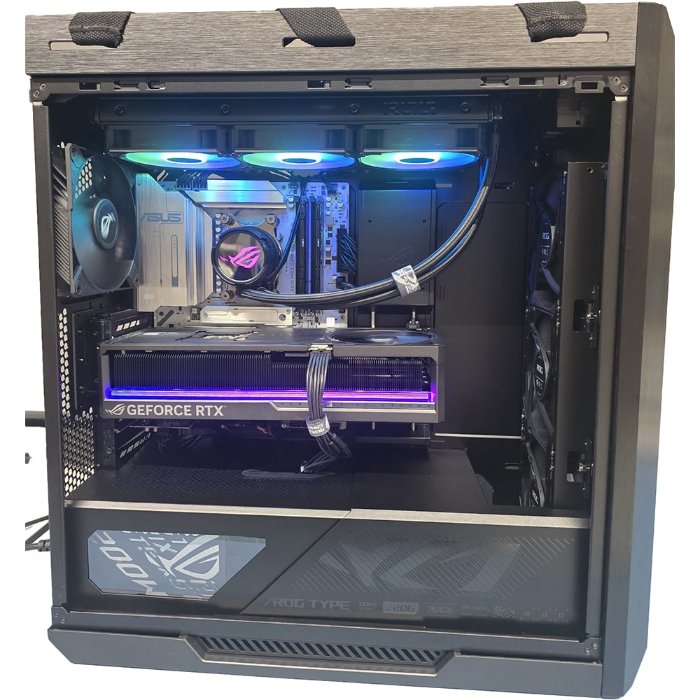 Sistem Desktop Gaming MYRIA Style V101W Powered by ASUS, AMD Ryzen 9 9950X3D pana la 5.7GHz, 32GB, SSD 2TB, NVIDIA GeForce RTX 5090 32GB, Windows 11 Home