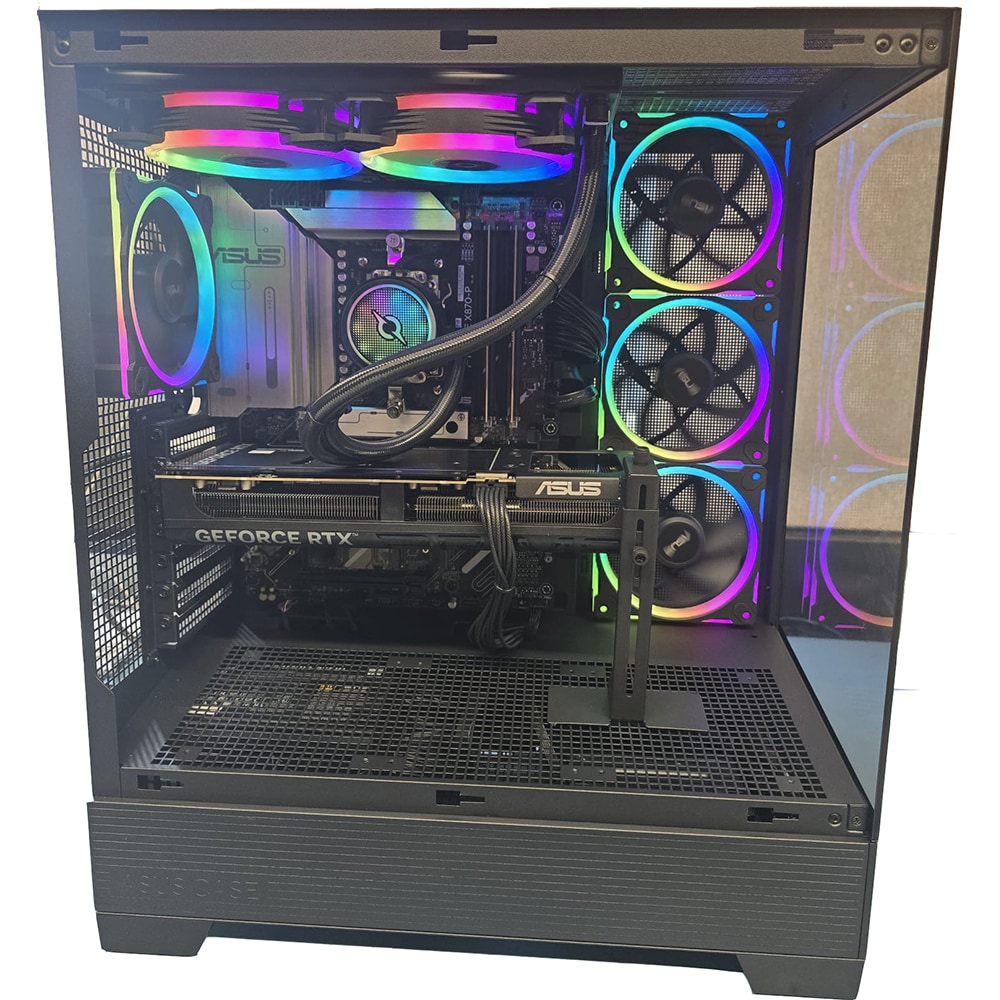 Sistem Desktop PC MYRIA STYLE V103W Powered by ASUS, AMD Ryzen 7 7800X3D pana la 5.0GHz, 32GB, SSD 1TB, NVIDIA GeForce RTX 5070Ti 16GB, Windows 11 Pro