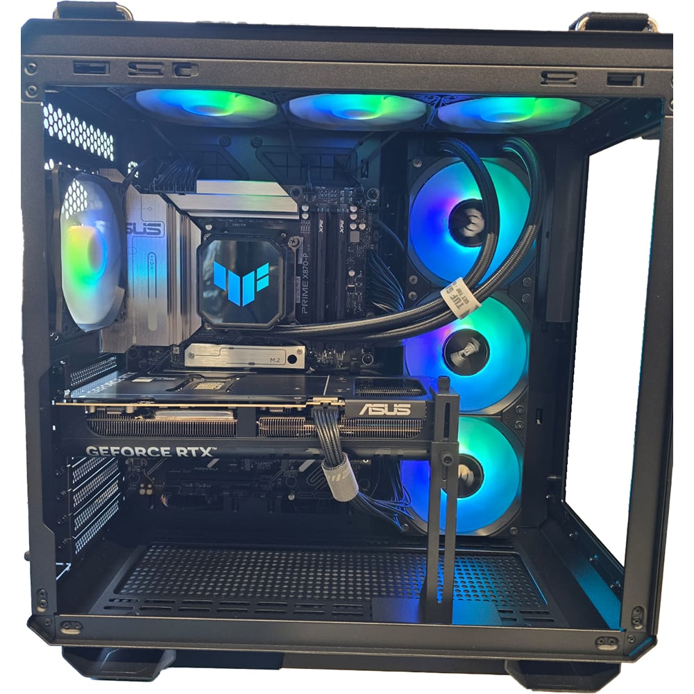 Sistem Desktop PC MYRIA STYLE V106W Powered by ASUS, AMD Ryzen 7 9800X3D pana la 5.2GHz, 32GB, SSD 1TB, NVIDIA GeForce RTX 5080 16GB, Windows 11 Pro