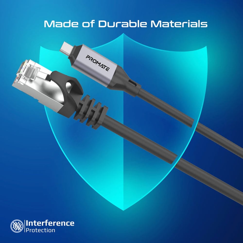 Cablu USB-C - RJ45 PROMATE CLink-RJ45, 5m, negru