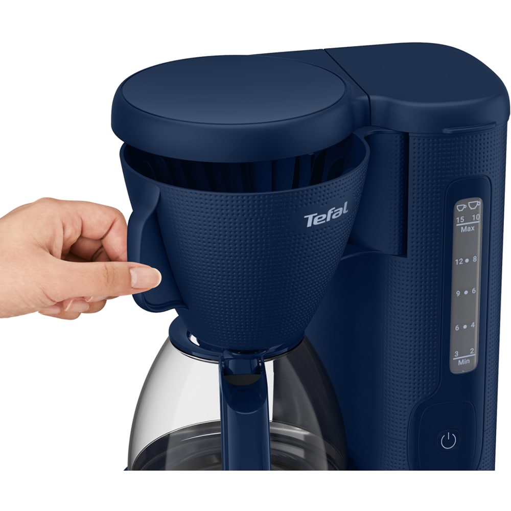 Cafetiera TEFAL Morning CM2M1410, 1.25l, 1000W, 15 cesti, albastru