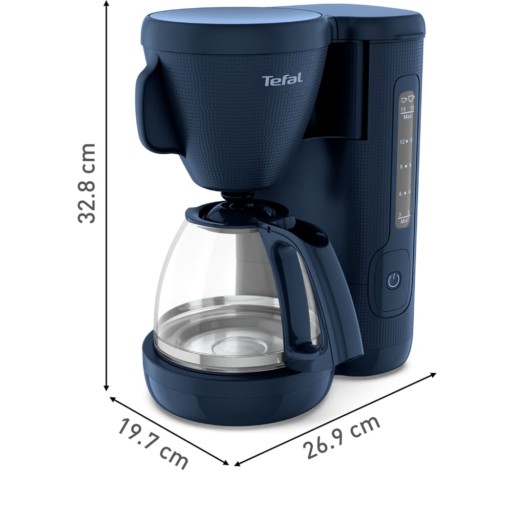 Cafetiera TEFAL Morning CM2M1410, 1.25l, 1000W, 15 cesti, albastru