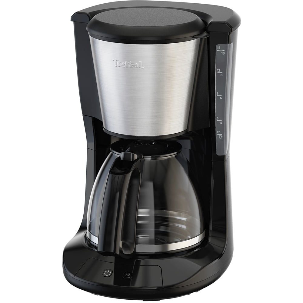 Cafetiera TEFAL Subito CM5S1DE0, 1.25l, 1000W, 15 cesti, negru-argintiu