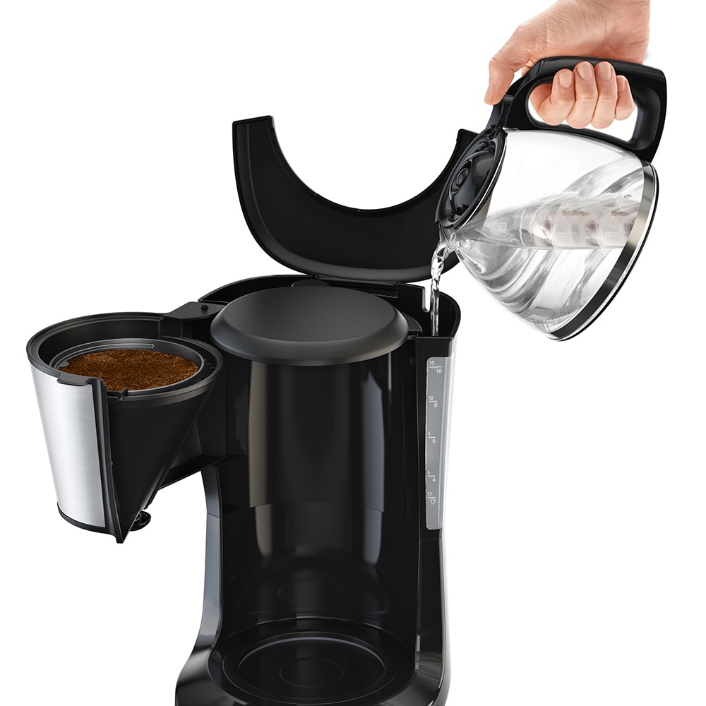 Cafetiera TEFAL Subito CM5S1DE0, 1.25l, 1000W, 15 cesti, negru-argintiu