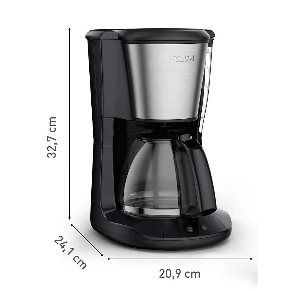 Cafetiera TEFAL Subito CM5S1DE0, 1.25l, 1000W, 15 cesti, negru-argintiu