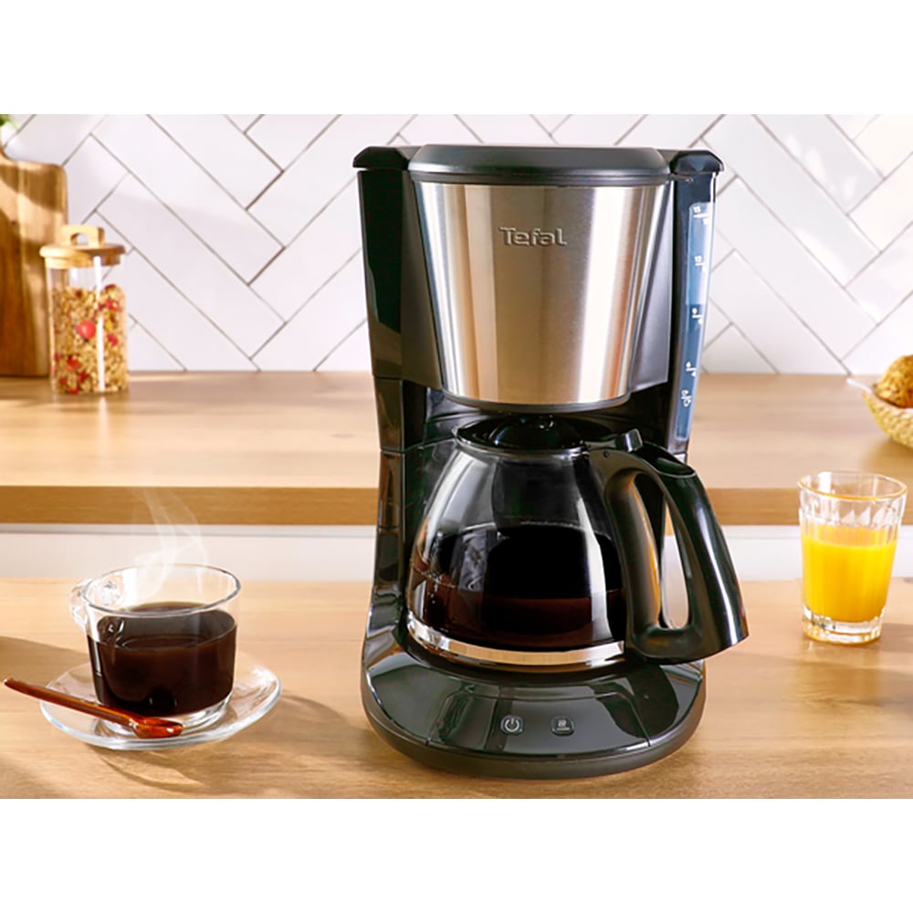Cafetiera TEFAL Subito CM5S1DE0, 1.25l, 1000W, 15 cesti, negru-argintiu