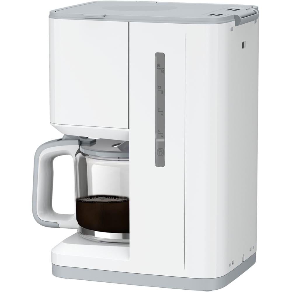Cafetiera TEFAL Sense CM693110, 1.25l, 1000W, 15 cesti, ecran digital, alb-gri