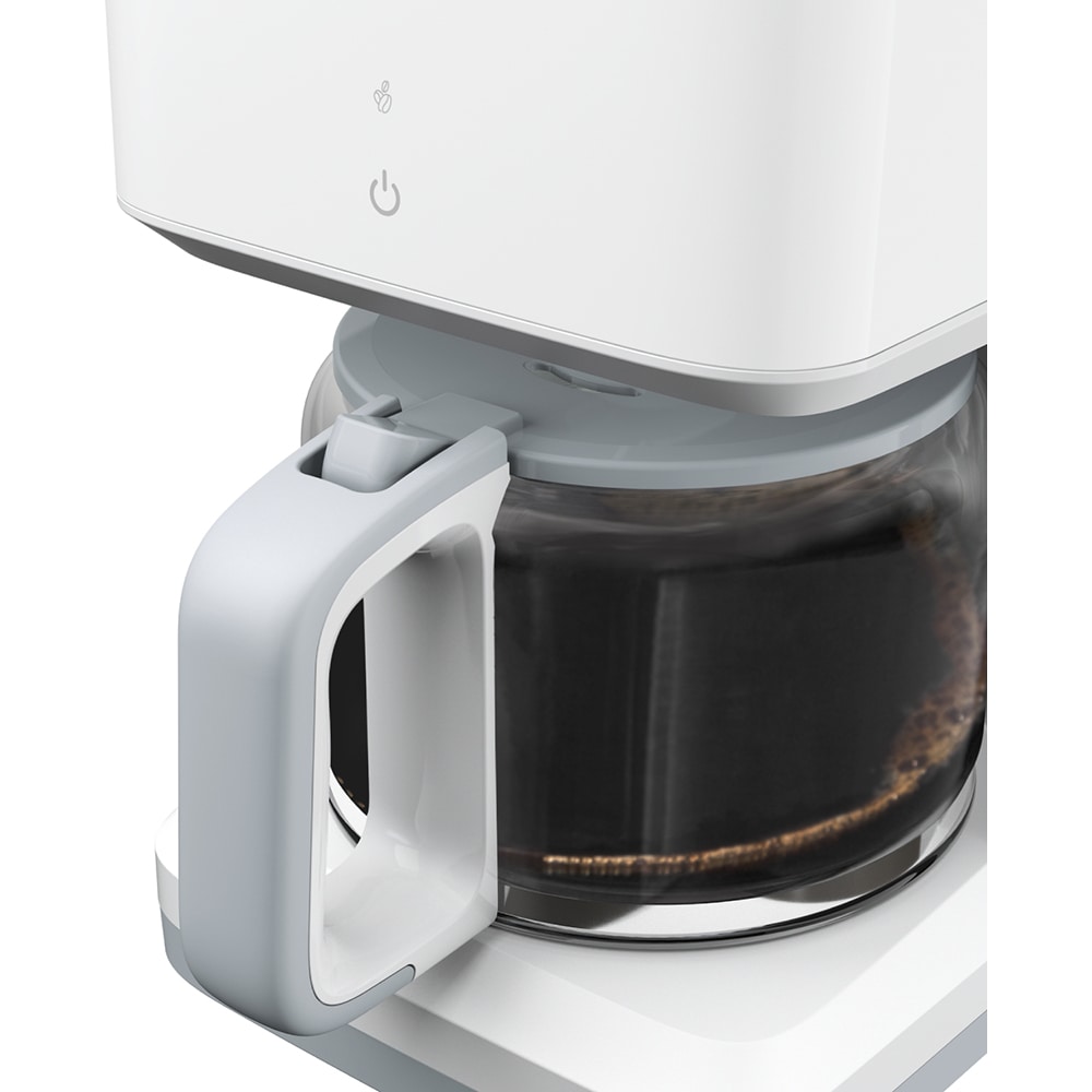 Cafetiera TEFAL Sense CM693110, 1.25l, 1000W, 15 cesti, ecran digital, alb-gri