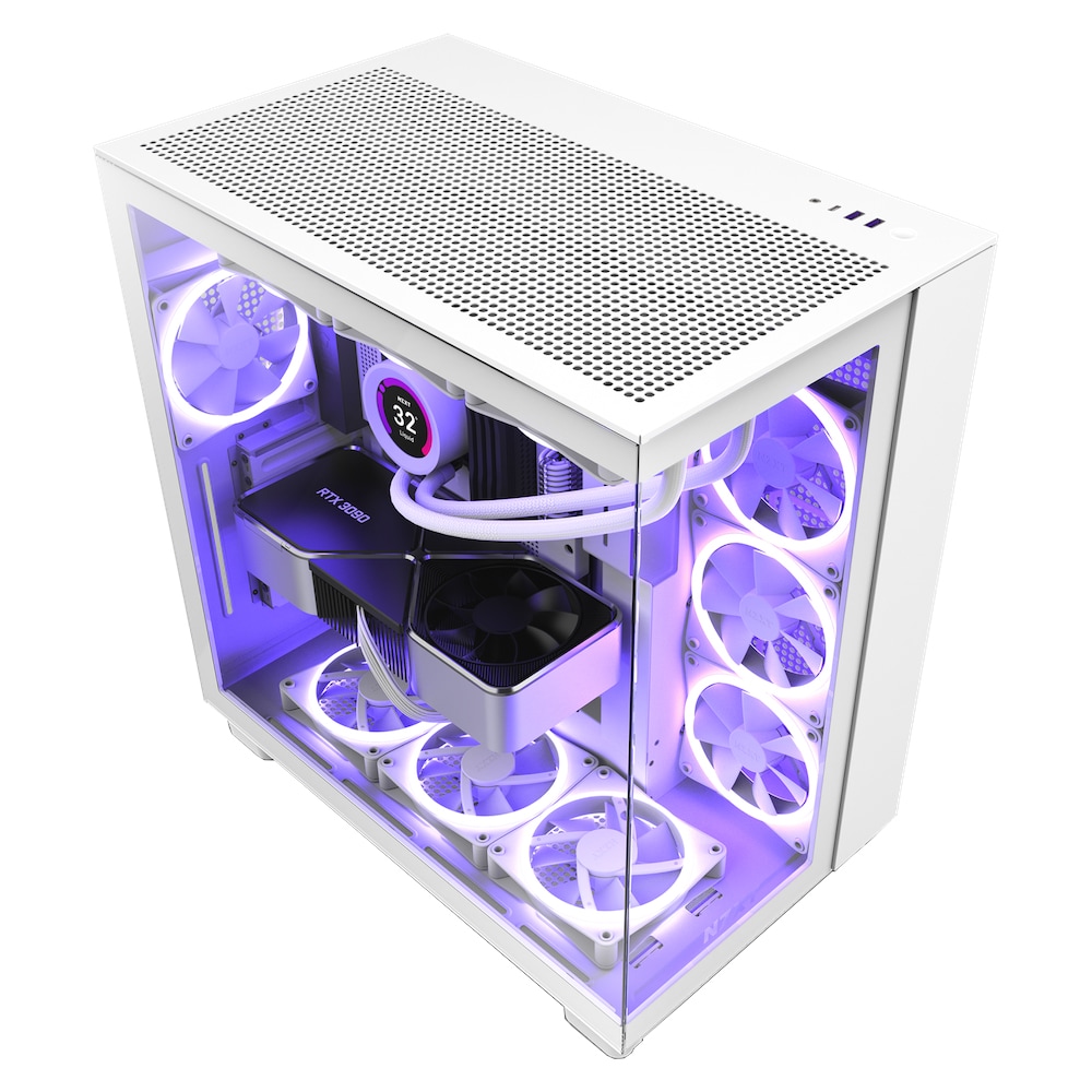 Carcasa PC NZXT H9 Flow, USB 3.2 Gen 2 Type C, fara sursa, alb