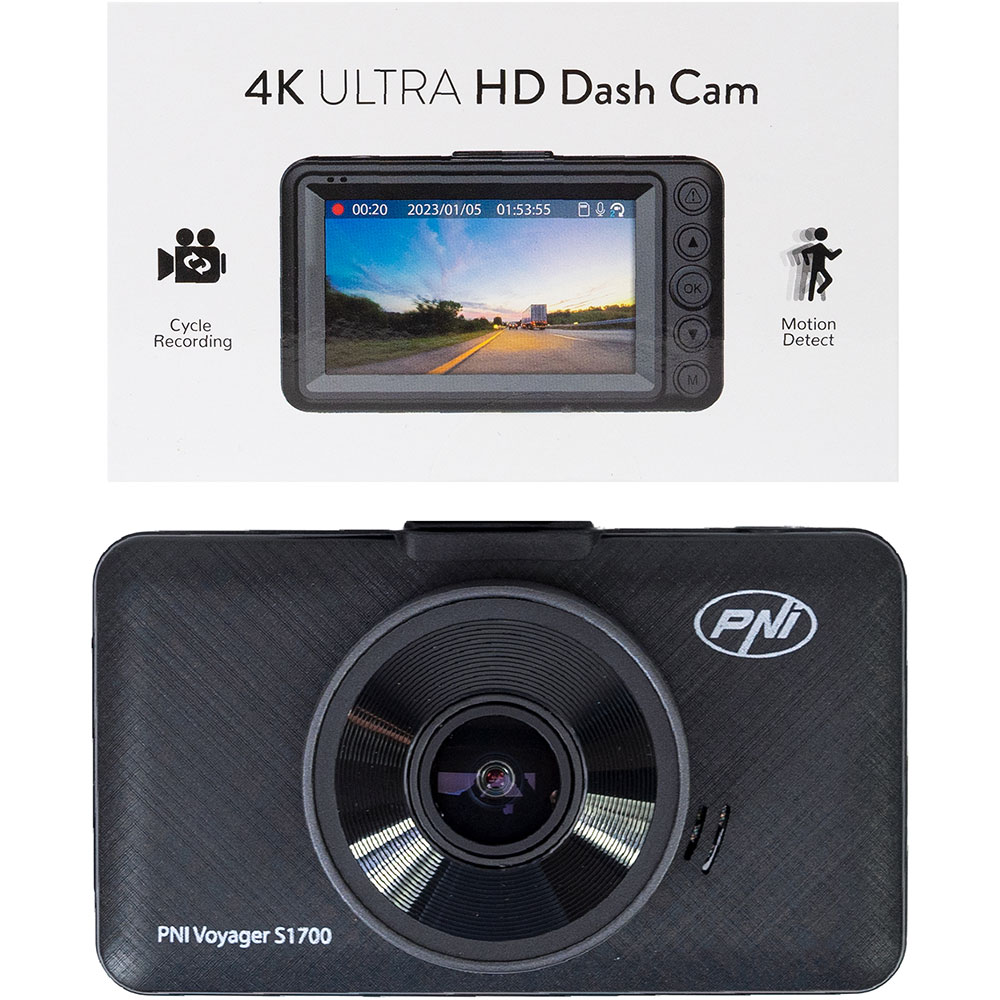 Camera auto DVR PNI Voyager S1700, 4K, UHD, G-Senzor
