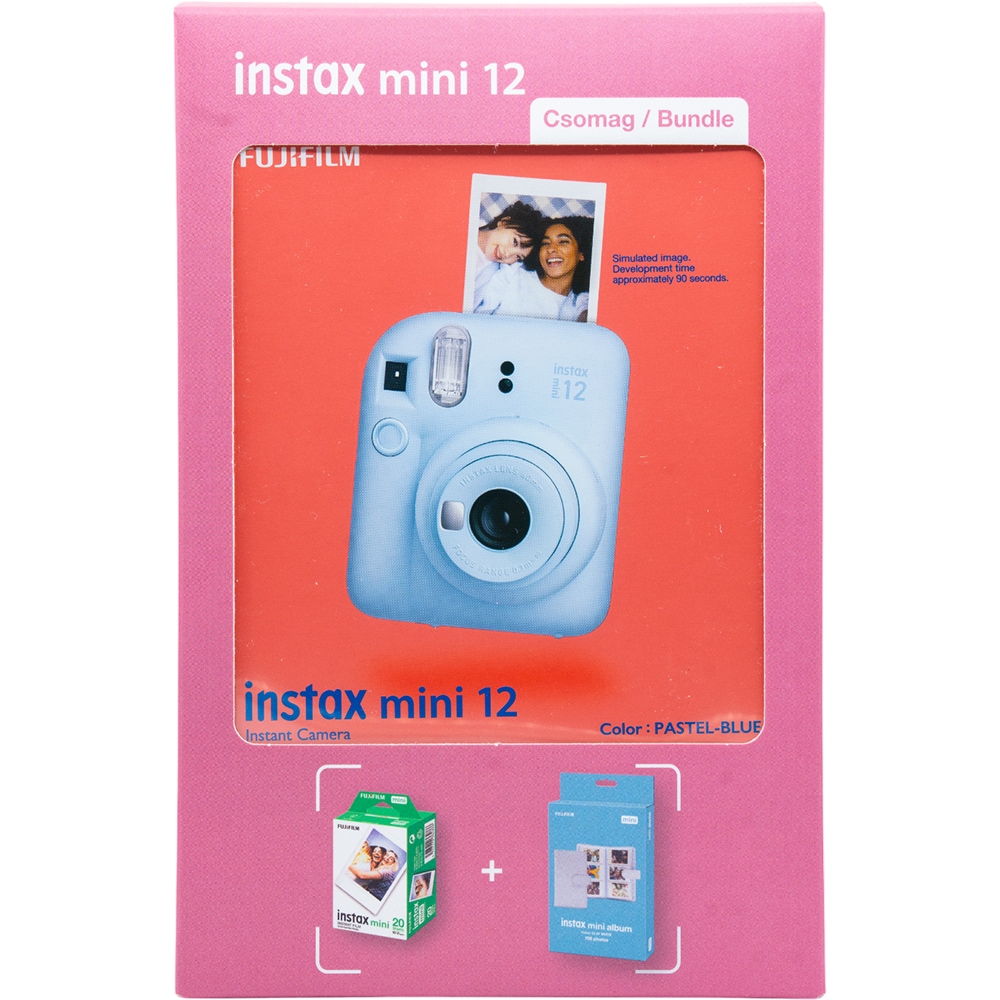 Set Aparat foto instant FUJIFILM Instax Mini 12 + Hartie 2 x 10 + Album, Pastel Blue