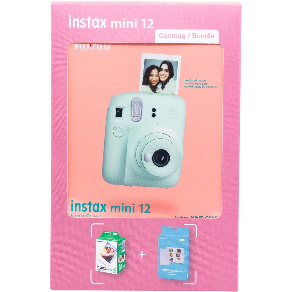 Set Aparat foto instant FUJIFILM Instax Mini 12 + Hartie 2 x 10 + Album, Mint Green