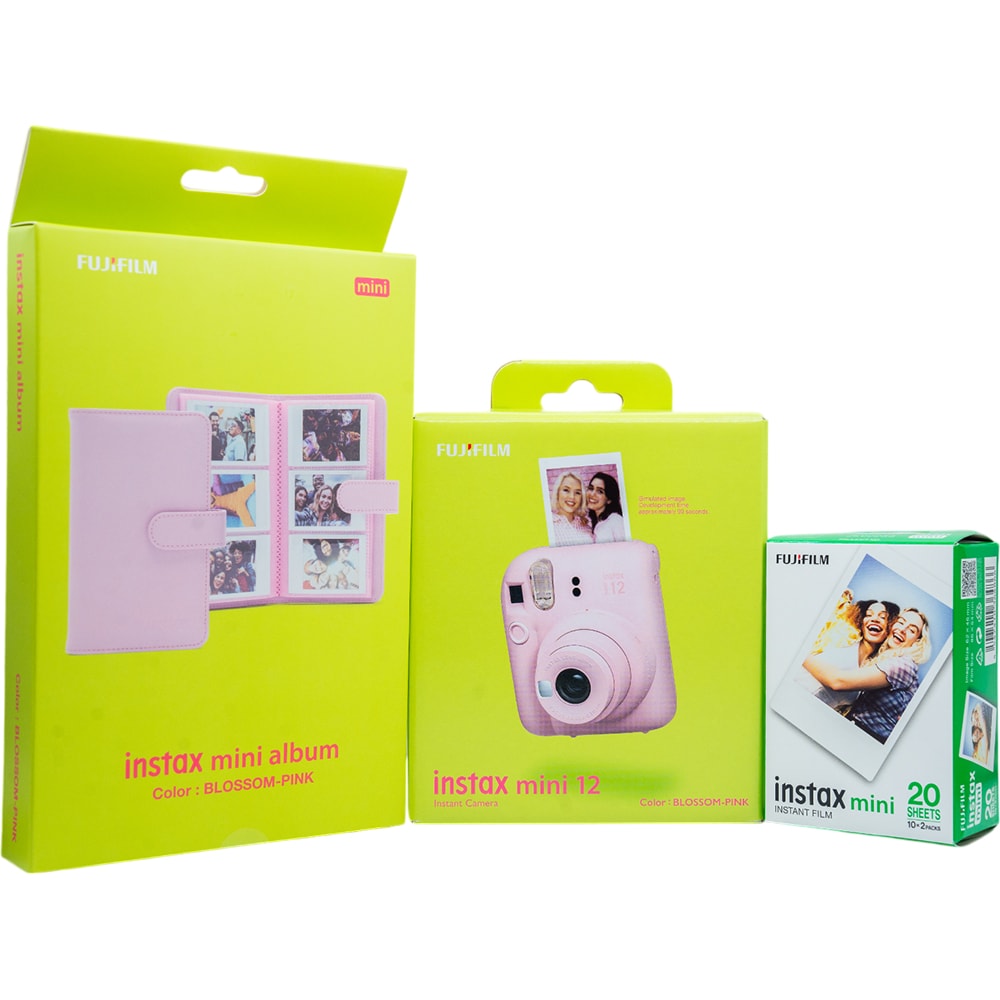 Set Aparat foto instant FUJIFILM Instax Mini 12 + Hartie 2 x 10 + Album, Blossom Pink