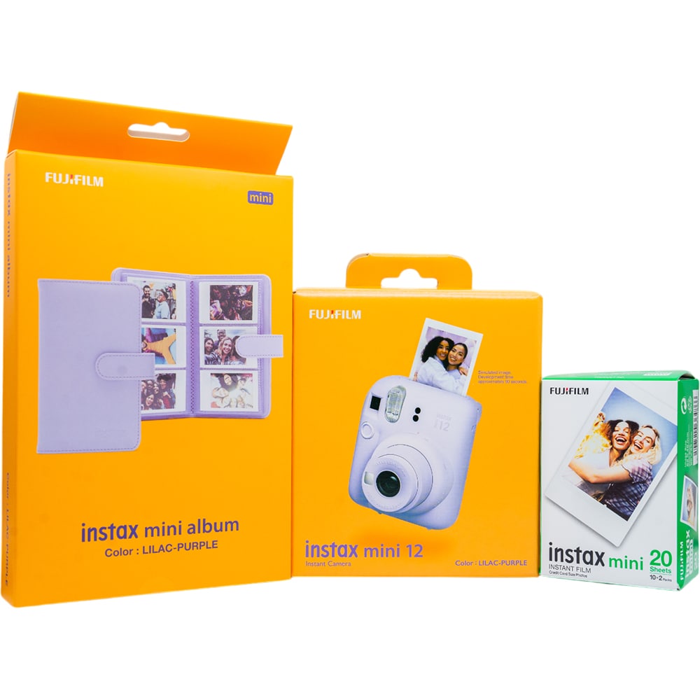 Set Aparat foto instant FUJIFILM Instax Mini 12 + Hartie 2 x 10 + Album, Liliac Purple