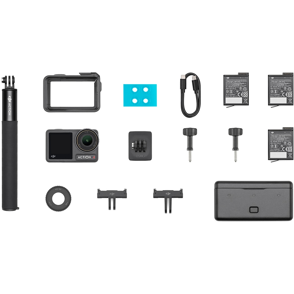 Camera video sport DJI Osmo Action 4 Adventure Combo, Wi-Fi, Bluetooth, negru
