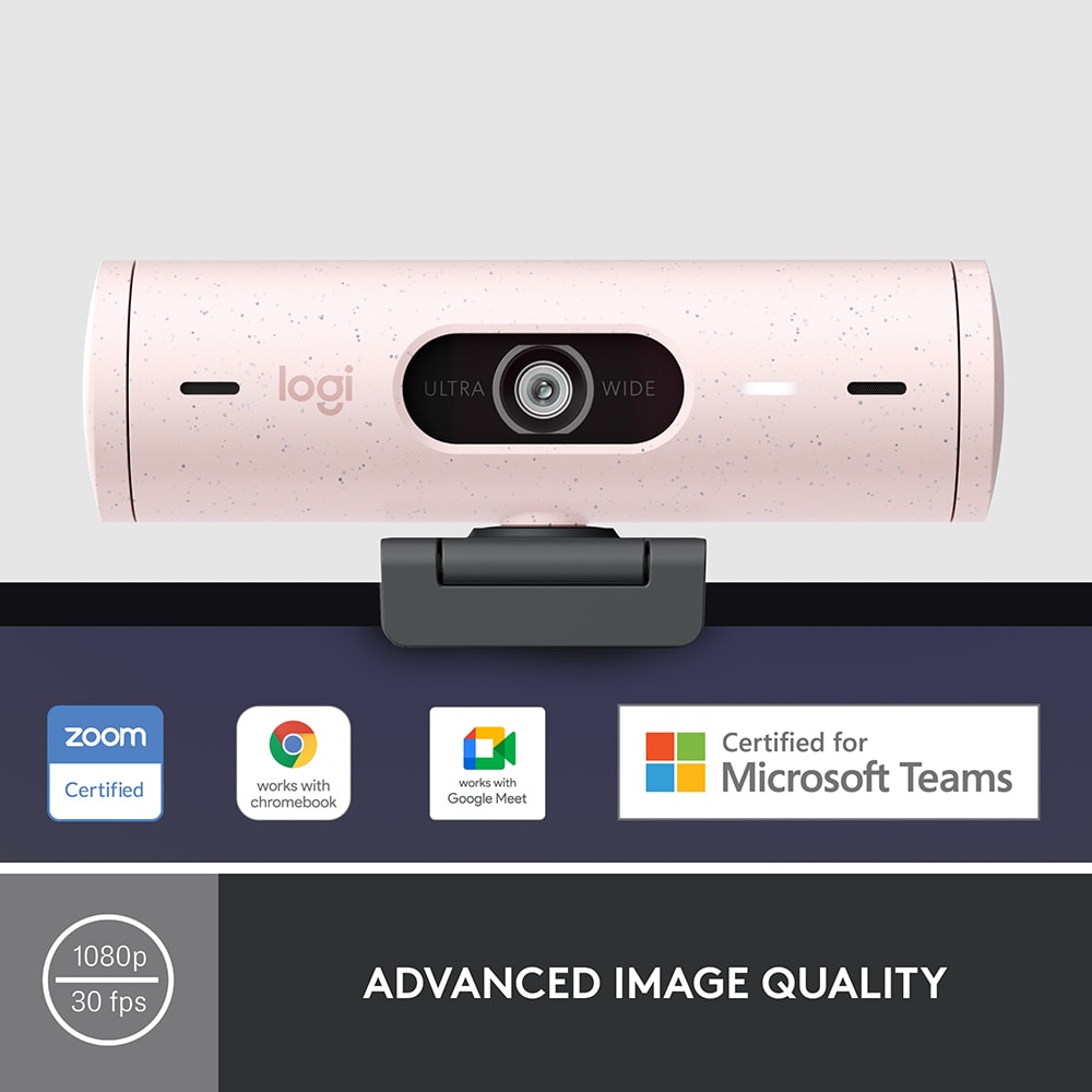 Camera Web LOGITECH Brio 500, Full HD 1080p, roz