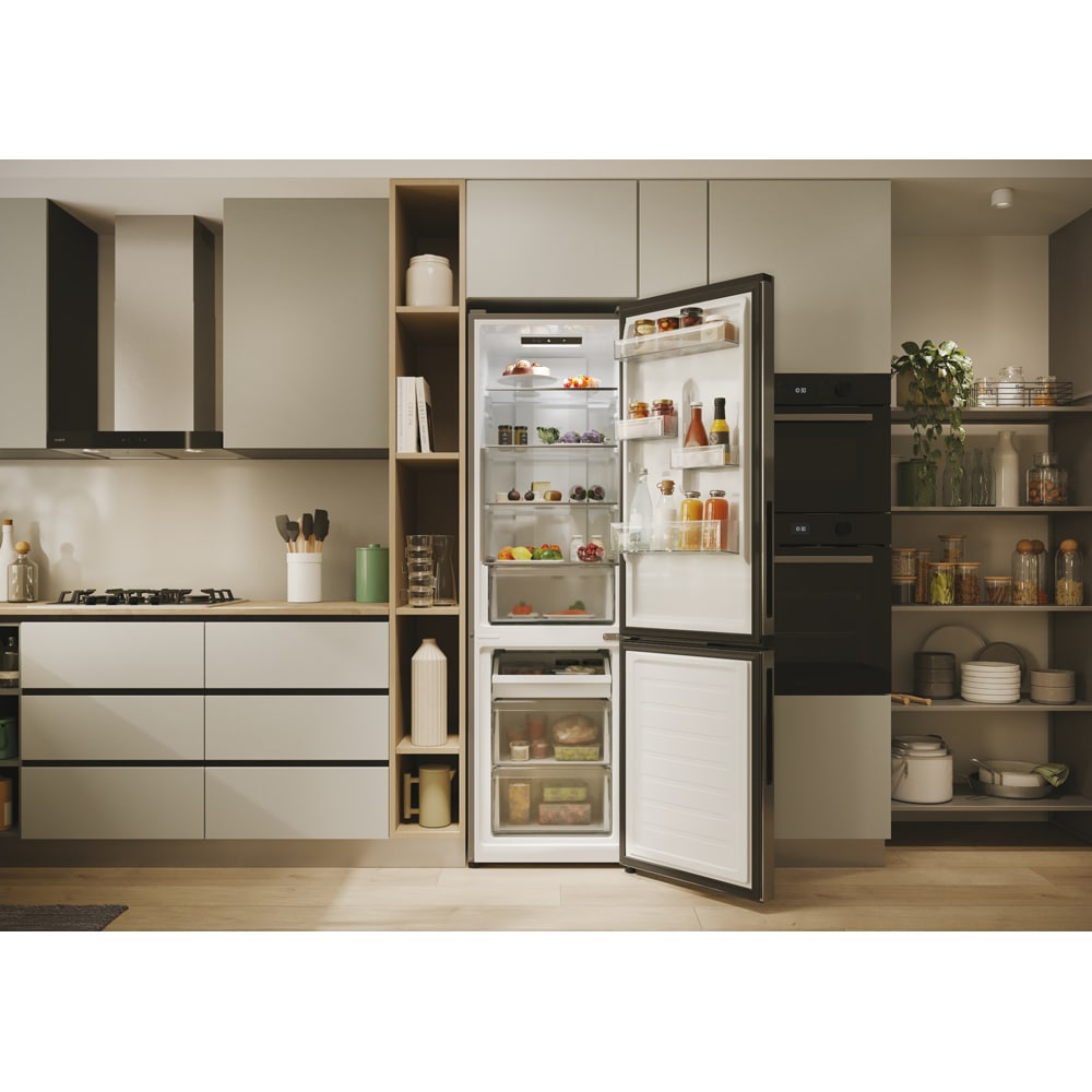 Combina frigorifica CANDY CNCQ2T518EX, No Frost, 279 l, H 182 cm, Clasa E, Wi-Fi, inox