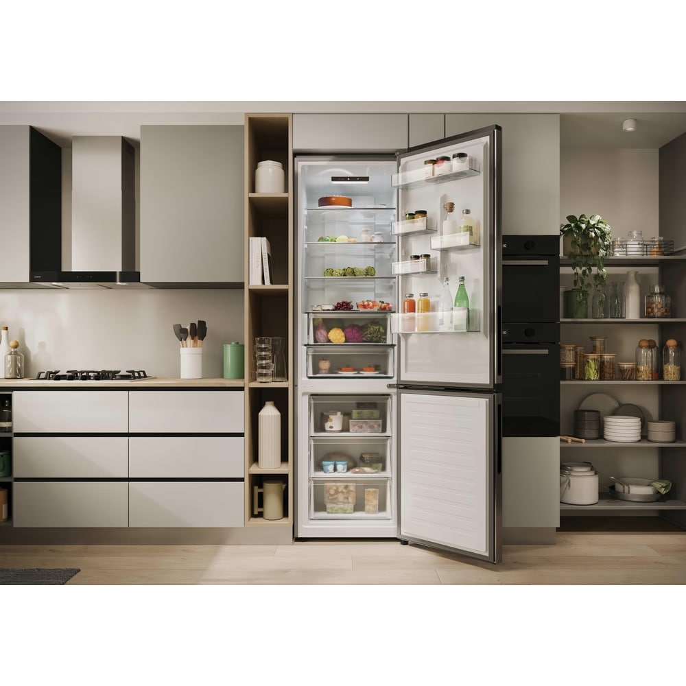 Combina frigorifica CANDY CNCQ2T620CX, No Frost, 409 l, H 205 cm, Clasa C, argintiu