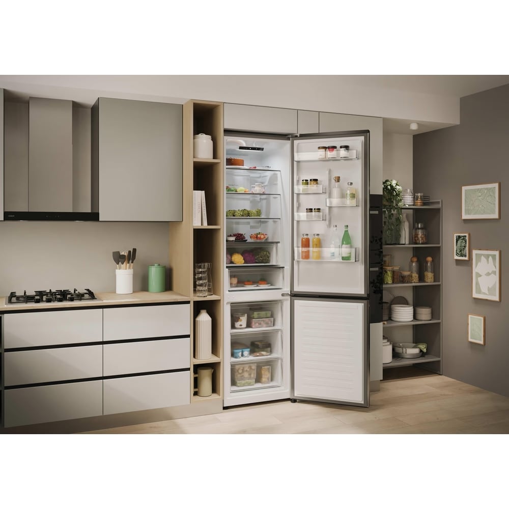 Combina frigorifica CANDY CNCQ2T620CX, No Frost, 409 l, H 205 cm, Clasa C, argintiu