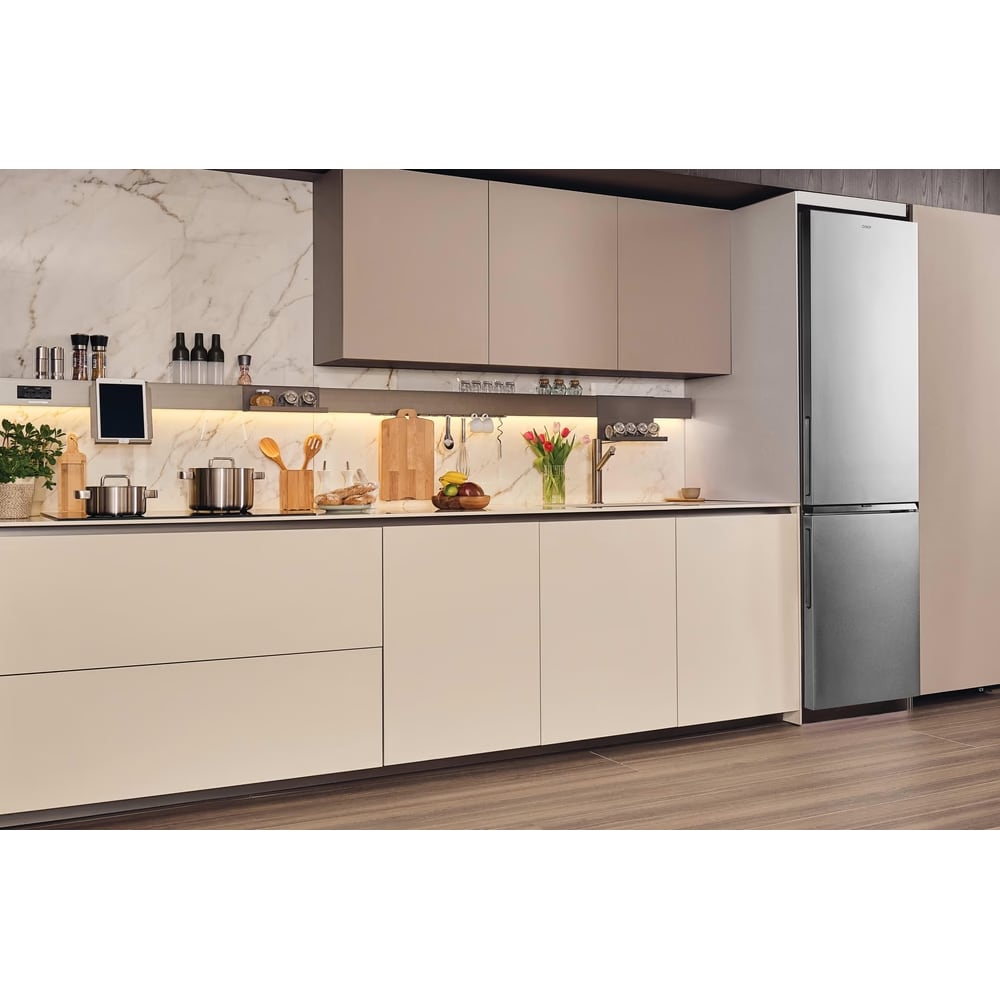 Combina frigorifica CANDY CNCQ2T620CX, No Frost, 409 l, H 205 cm, Clasa C, argintiu