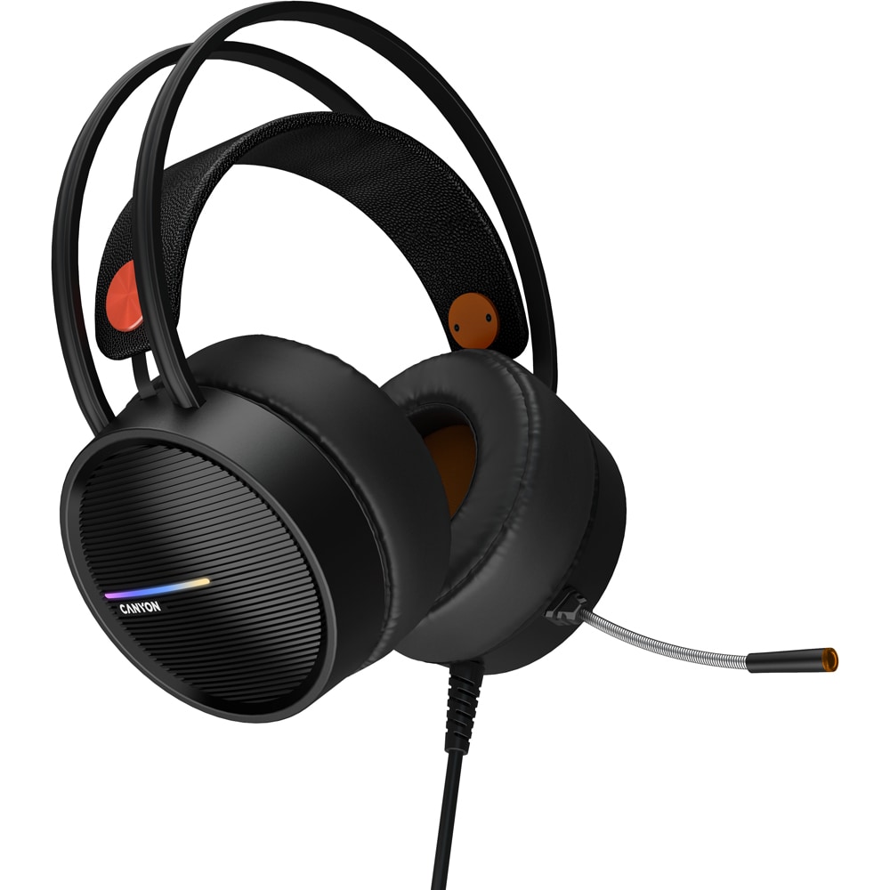 Casti Gaming CANYON Interceptor GH-8A, USB, 3.5mm, stereo, negru