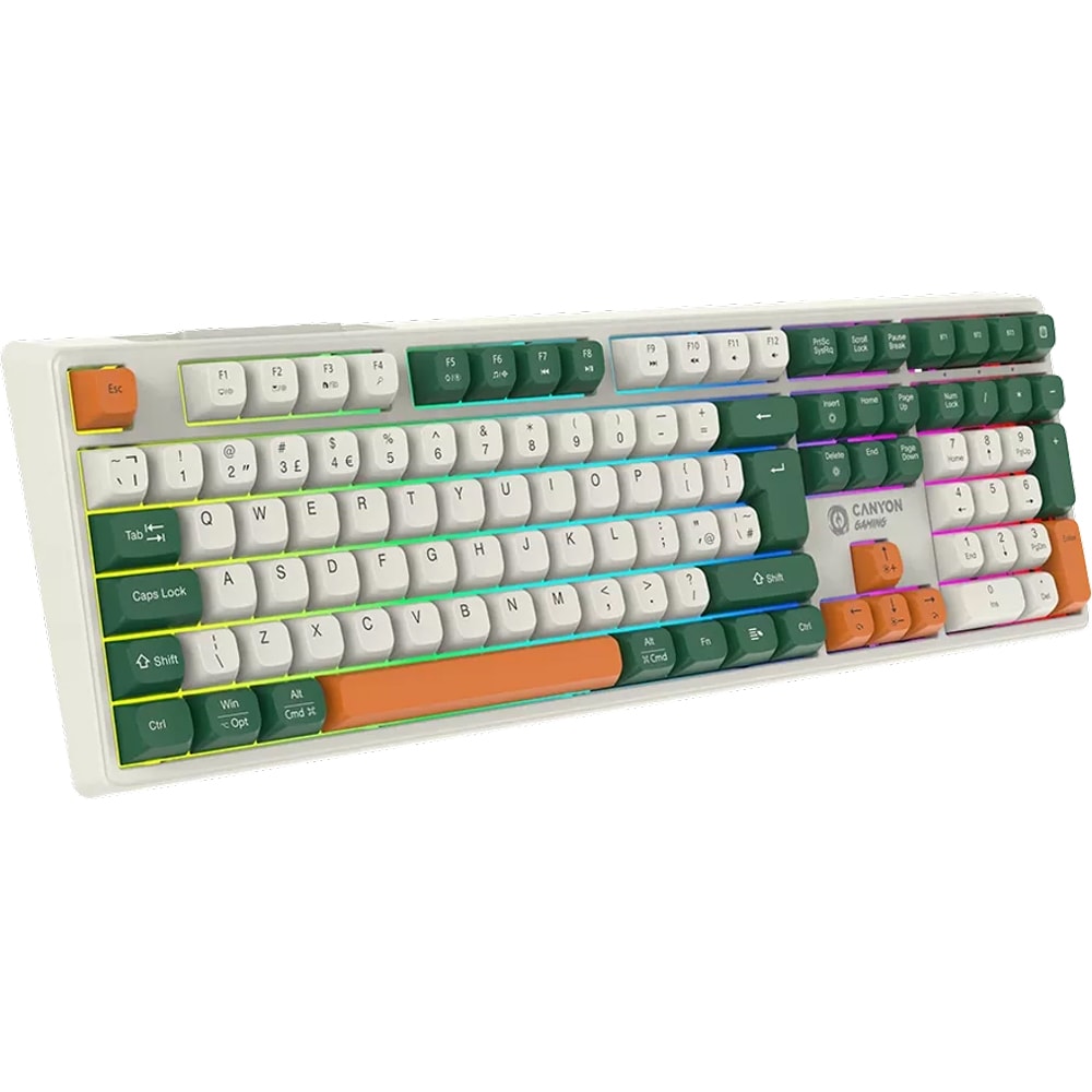 Tastatura Gaming Wireless mecanica CANYON Shadder GKW-11, USB, Layout US, alb