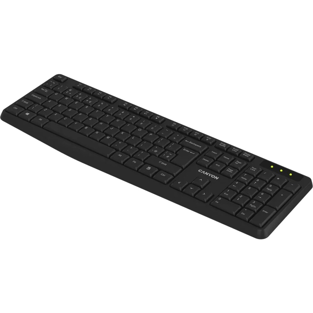 Tastatura Wireless CANYON OnType W01, USB, Layout US, negru