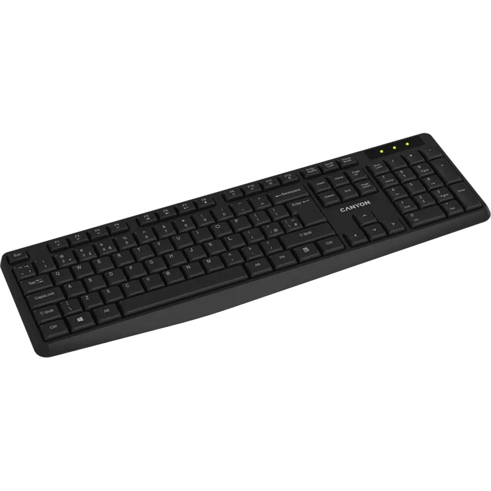 Tastatura Wireless CANYON OnType W01, USB, Layout US, negru