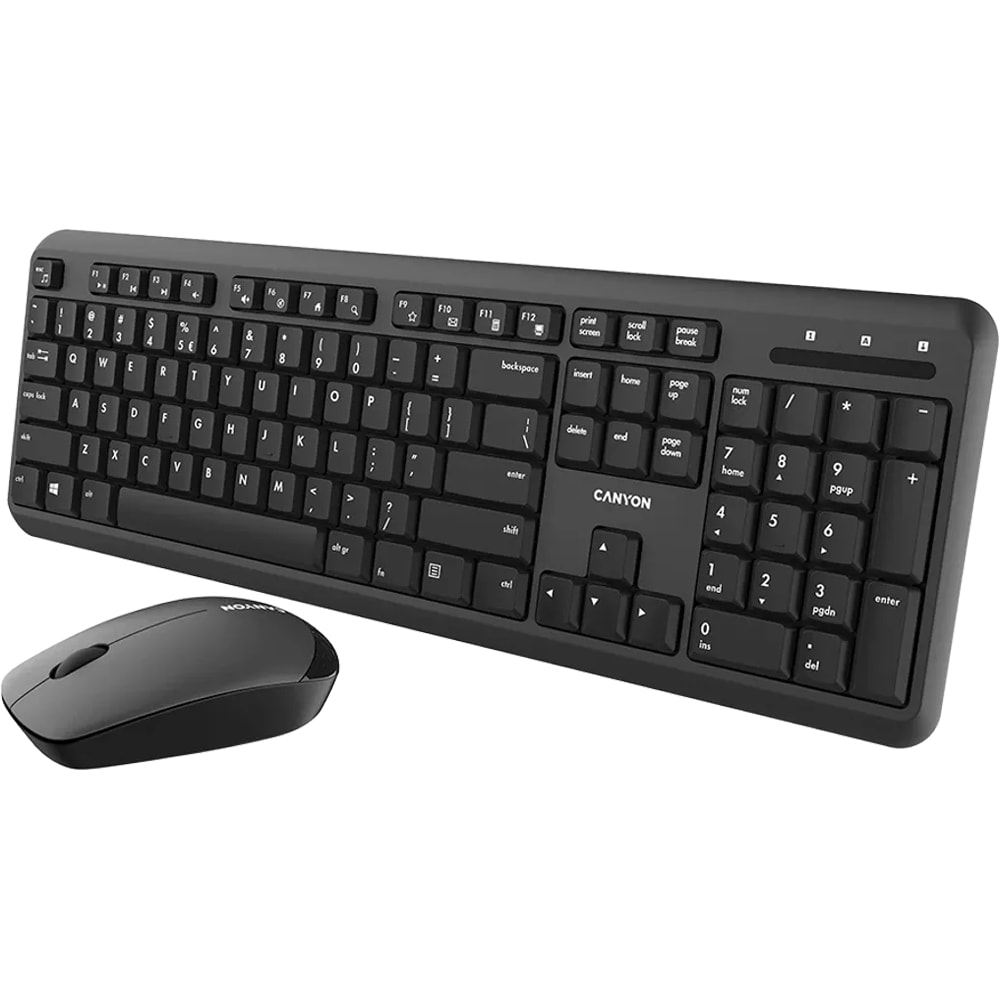 Kit tastatura si mouse wireless CANYON OnSet 2W, USB, negru