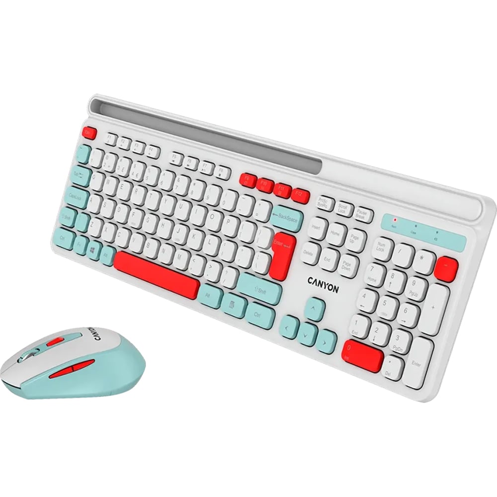 Kit tastatura si mouse wireless CANYON HSET-W5, USB, alb