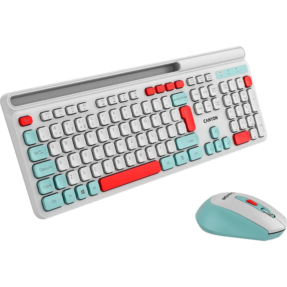 Kit tastatura si mouse wireless CANYON HSET-W5, USB, alb