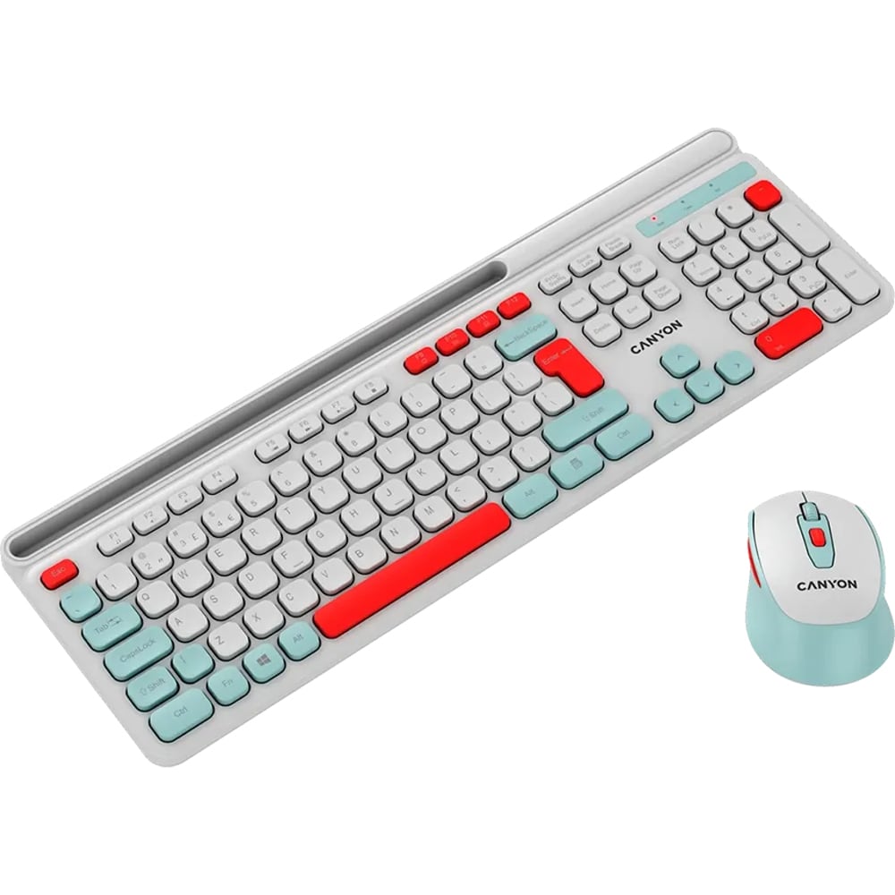 Kit tastatura si mouse wireless CANYON HSET-W5, USB, alb