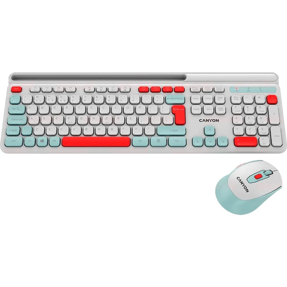Kit tastatura si mouse wireless CANYON HSET-W5, USB, alb