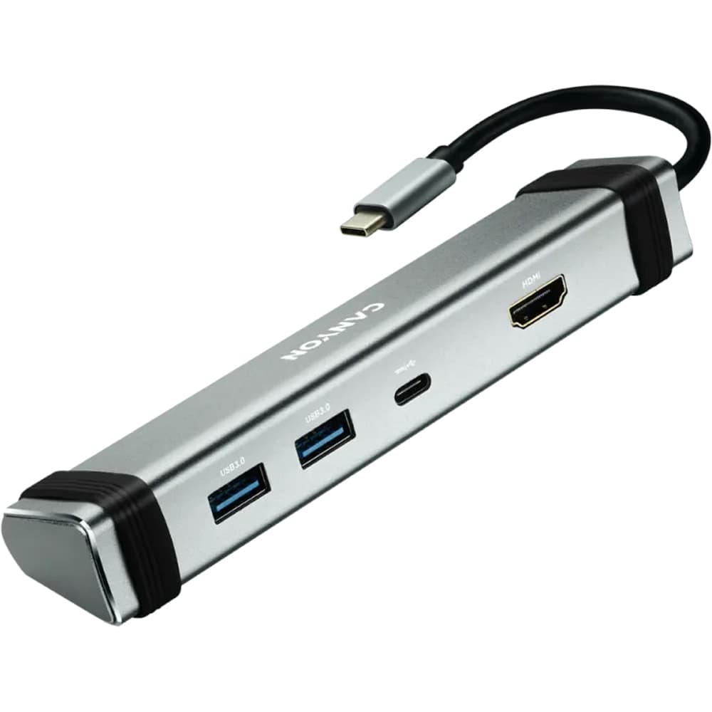 Hub USB CANYON DS-3, USB-C, HDMI, USB 3.0, gri