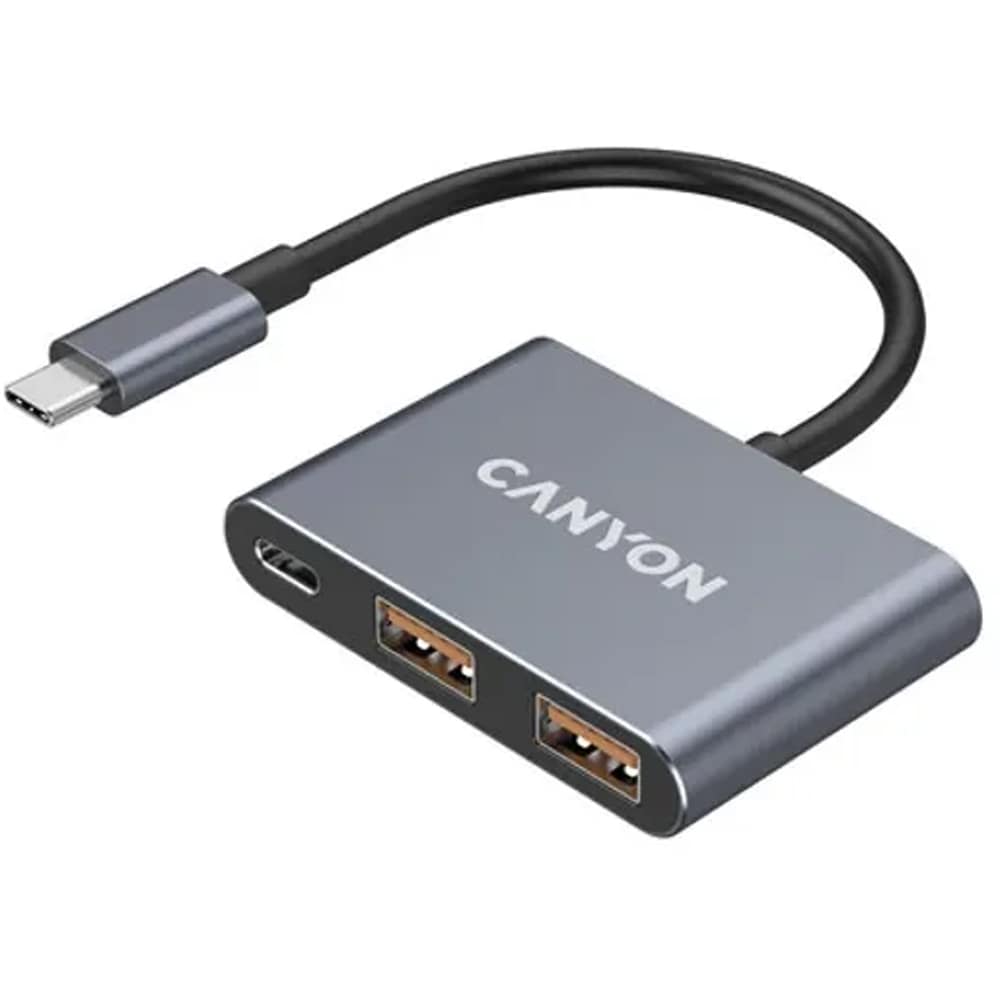 Hub USB CANYON DS-3, USB-C, USB-A, gri