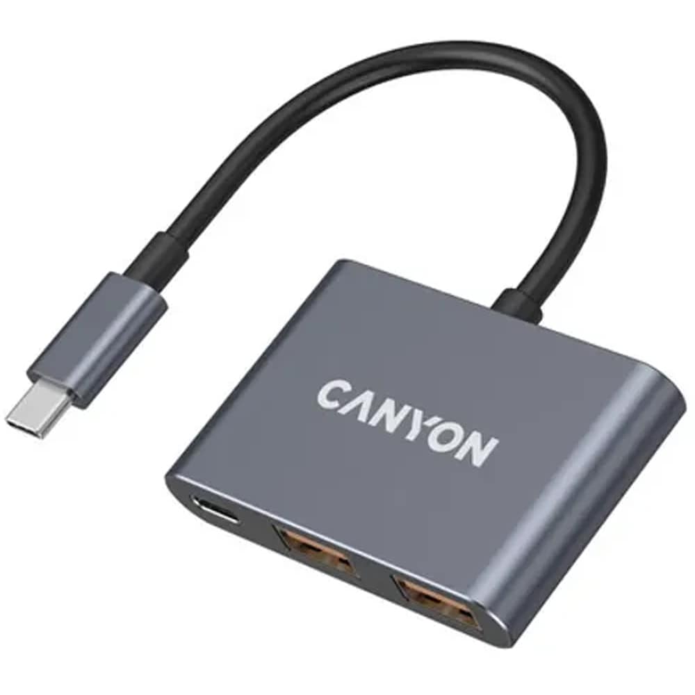 Hub USB CANYON DS-3, USB-C, USB-A, gri