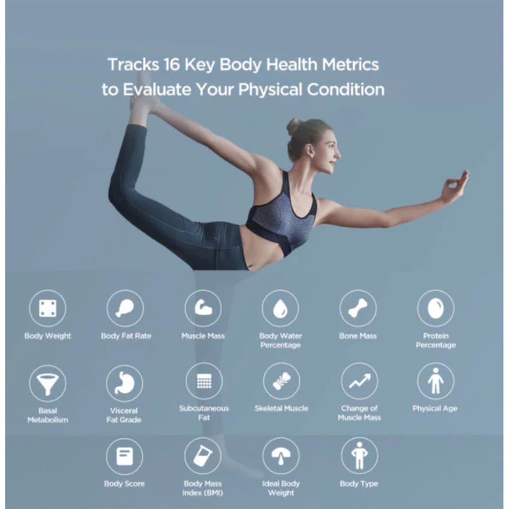 Cantar corporal AMAZFIT Aurora, 180kg, electronic, sticla, negru