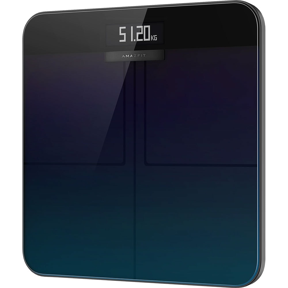 Cantar corporal AMAZFIT Aurora, 180kg, electronic, sticla, negru
