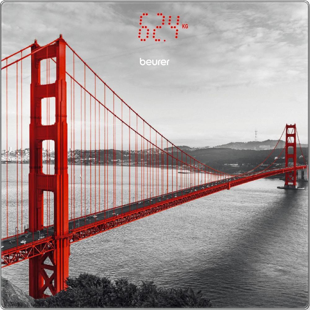 Cantar corporal BEURER San Francisco GS215, 180kg, electronic, sticla, multicolor
