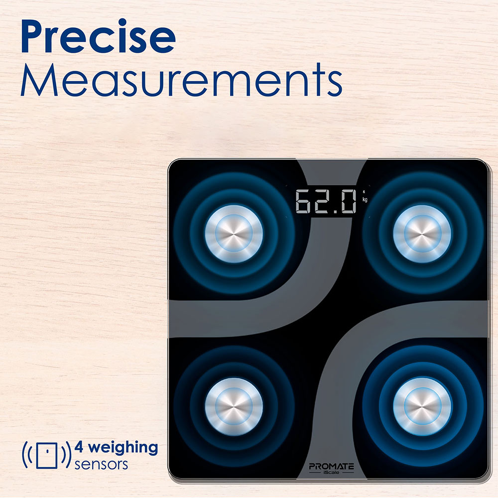 Cantar corporal Smart PROMATE iScale, 180kg, electronic, negru