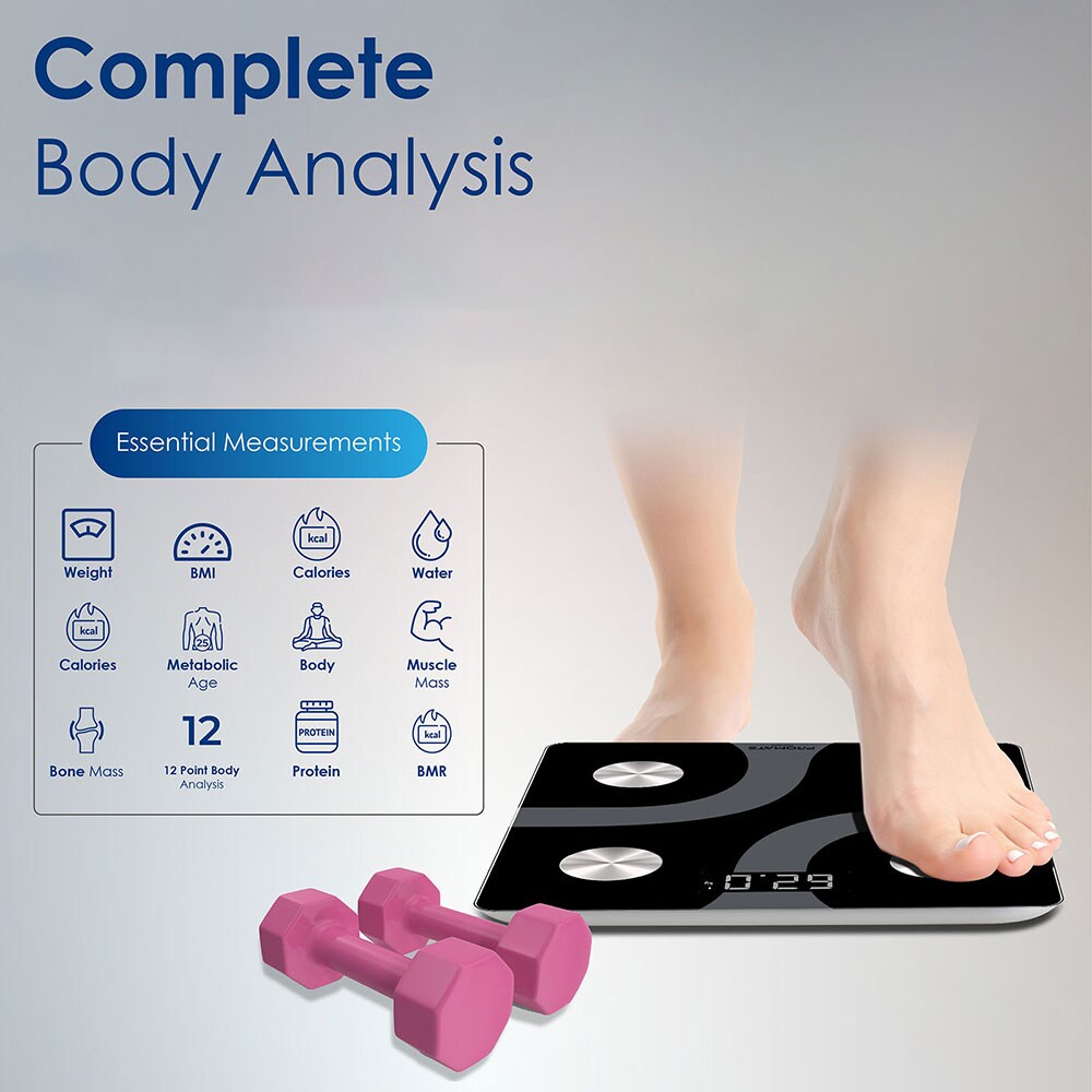 Cantar corporal Smart PROMATE iScale, 180kg, electronic, negru