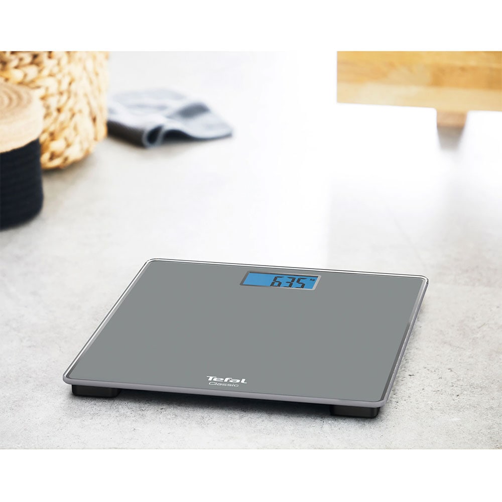 Cantar corporal TEFAL Classic PP1500V0, 160kg, electronic, sticla, gri